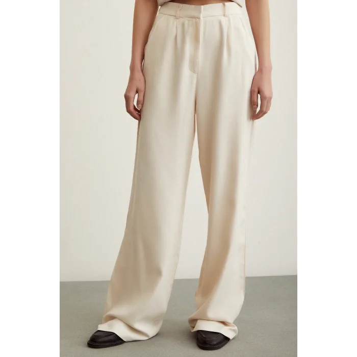 Geniş Paça Pantolon Krem