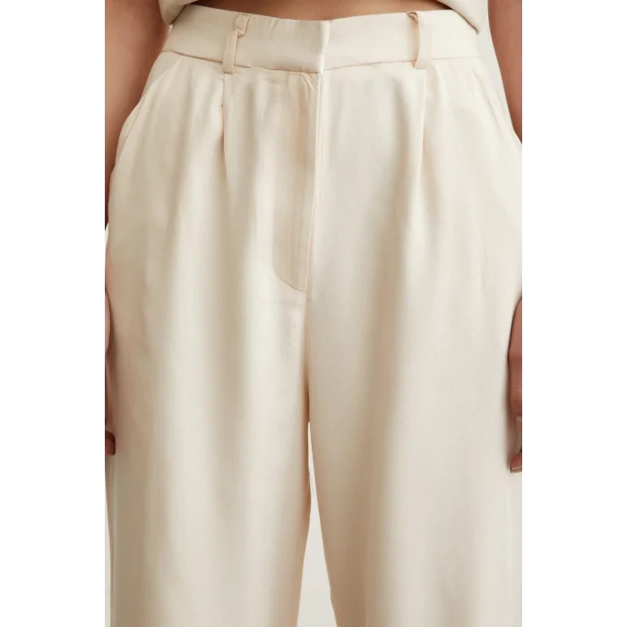 Geniş Paça Pantolon Krem