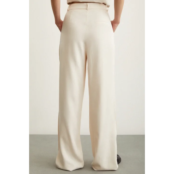 Geniş Paça Pantolon Krem