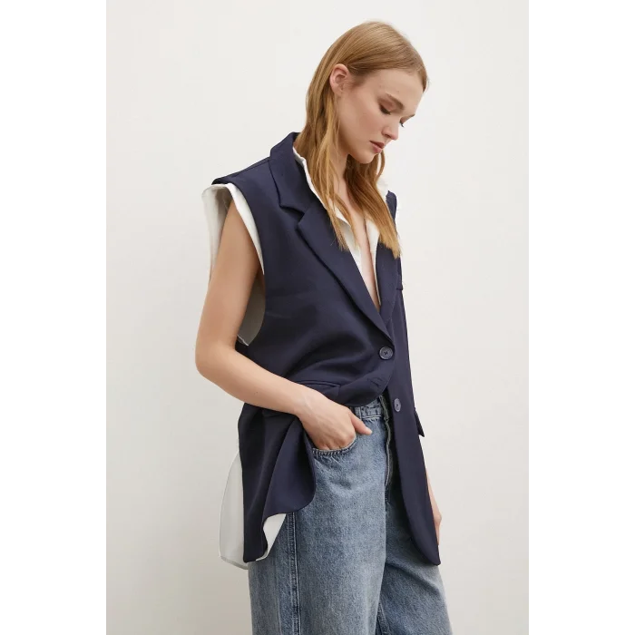 Hakim Yaka Gömlekli Yelek Lacivert