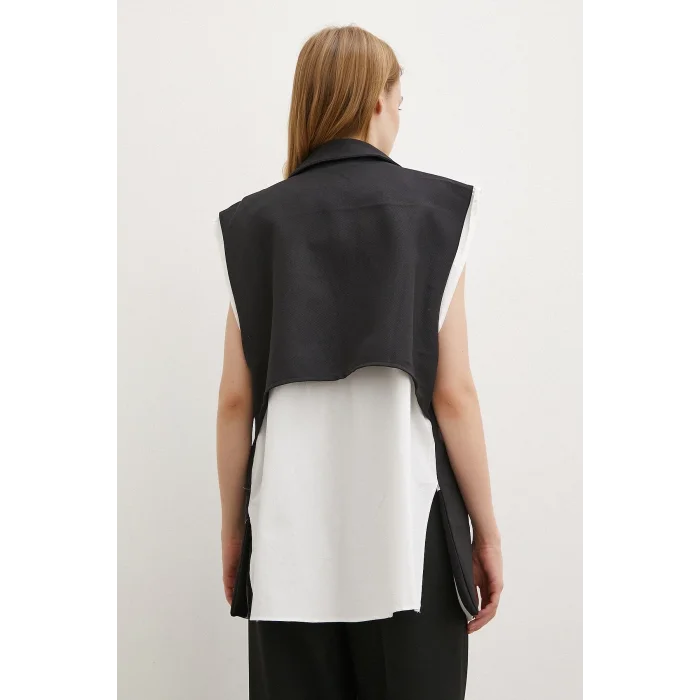 Hakim Yaka Gömlekli Yelek Siyah