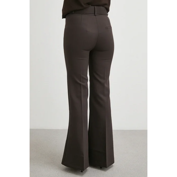 Kemerli İspanyol Paça Pantolon Kahve