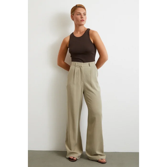 Keten Palazzo Pantolon Gri