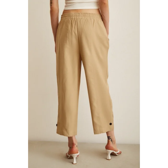 Lastikli Salaş Pantolon Bej