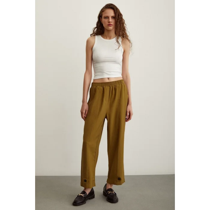Lastikli Salaş Pantolon Haki