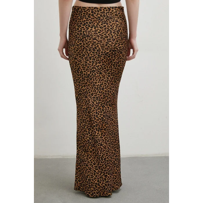 Leopar Desenli Verev Etek Kahve