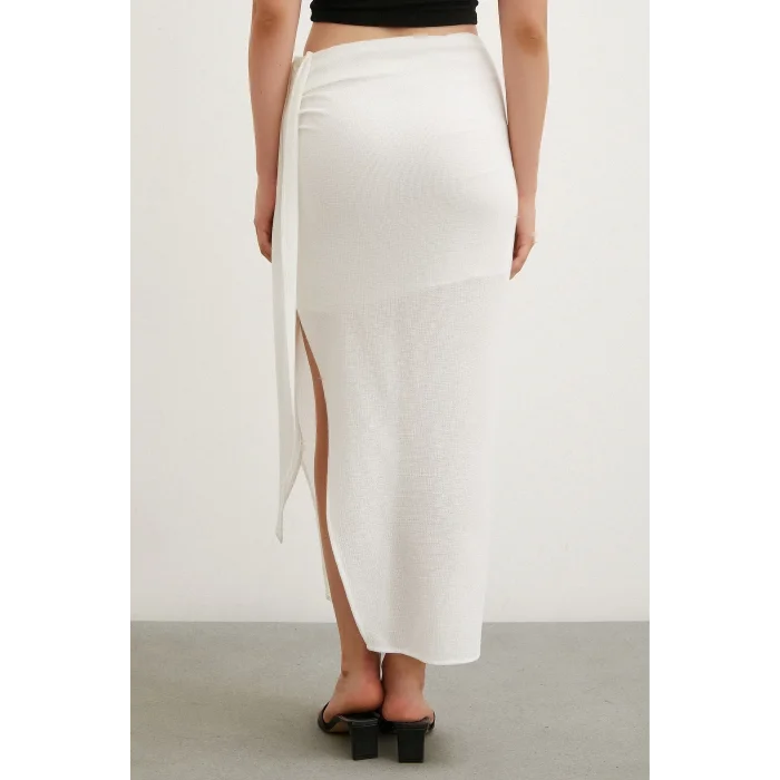 Önü Bağlamalı Etek Ekru