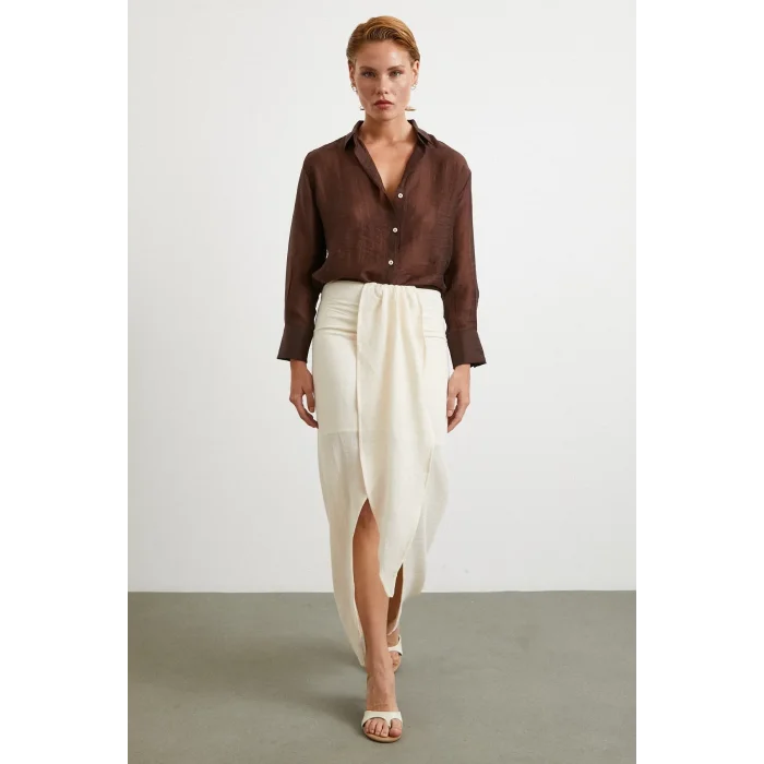 Önü Bağlamalı Etek Krem