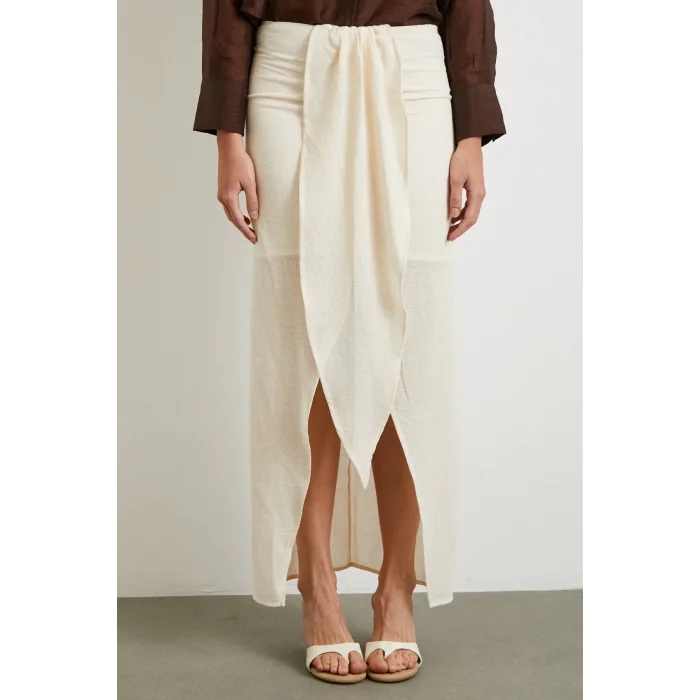 Önü Bağlamalı Etek Krem