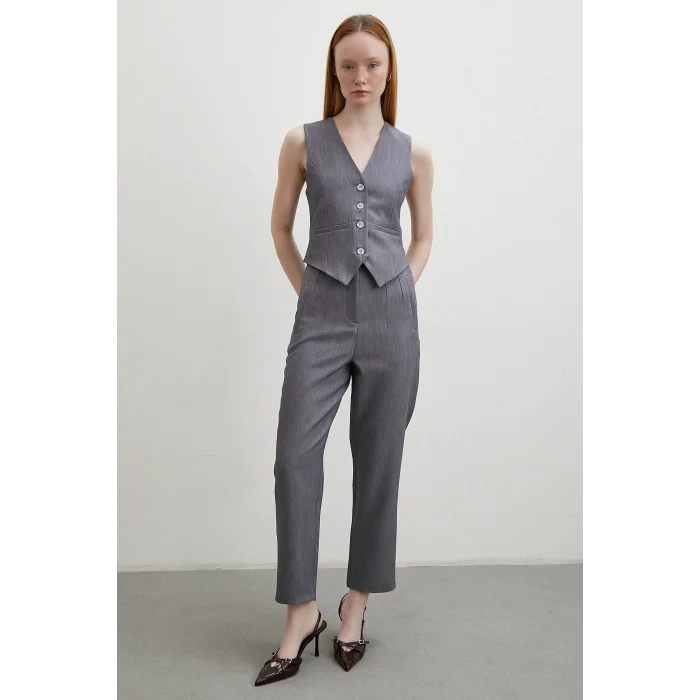 Önü Pensli Skinny Kumaş Pantolon Antirasit