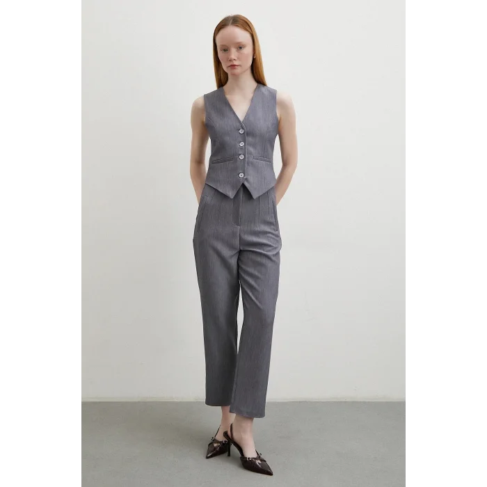 Önü Pensli Skinny Kumaş Pantolon Antirasit