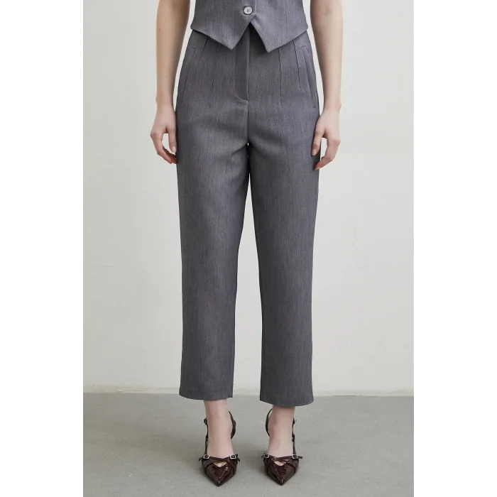 Önü Pensli Skinny Kumaş Pantolon Antirasit