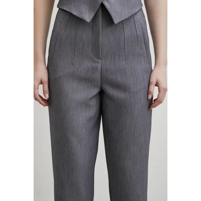 Önü Pensli Skinny Kumaş Pantolon Antirasit