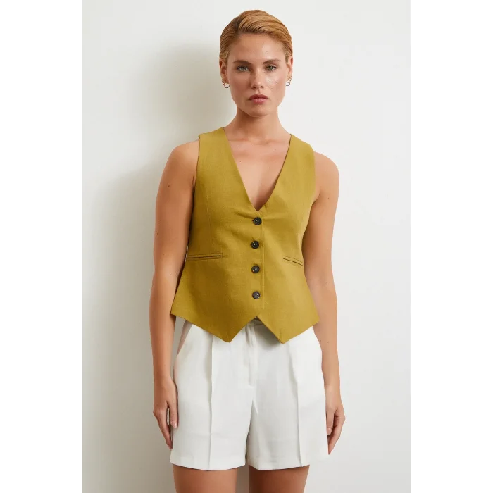 Piliseli Cepli Şort Ekru