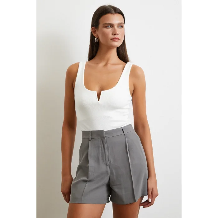 Piliseli Cepli Şort Gri