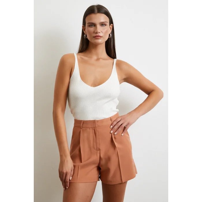 Piliseli Cepli Şort Kiremit