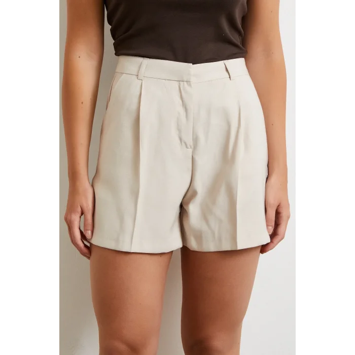 Piliseli Cepli Şort Vizon