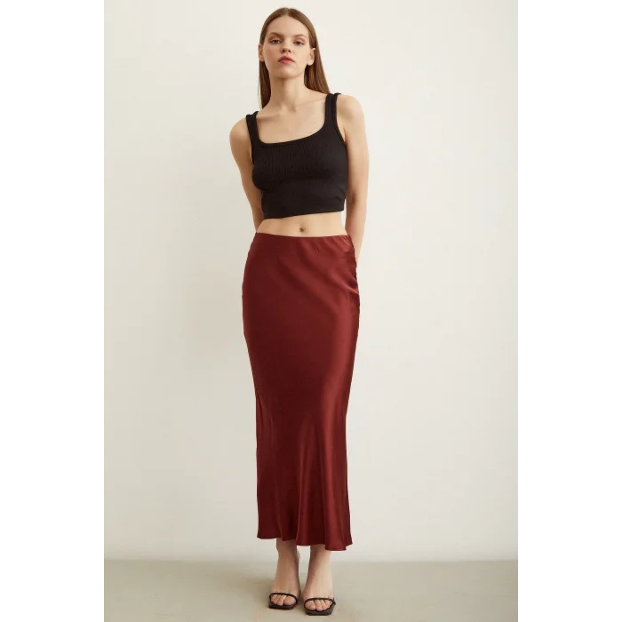 Verev Saten Etek Bordo