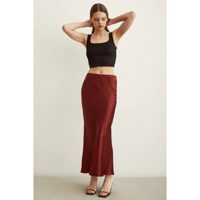 Verev Saten Etek Bordo