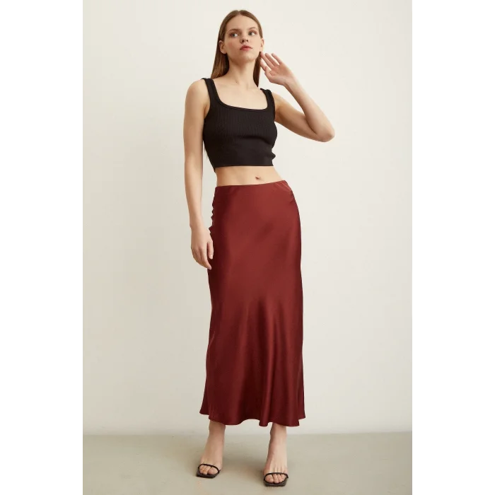 Verev Saten Etek Bordo