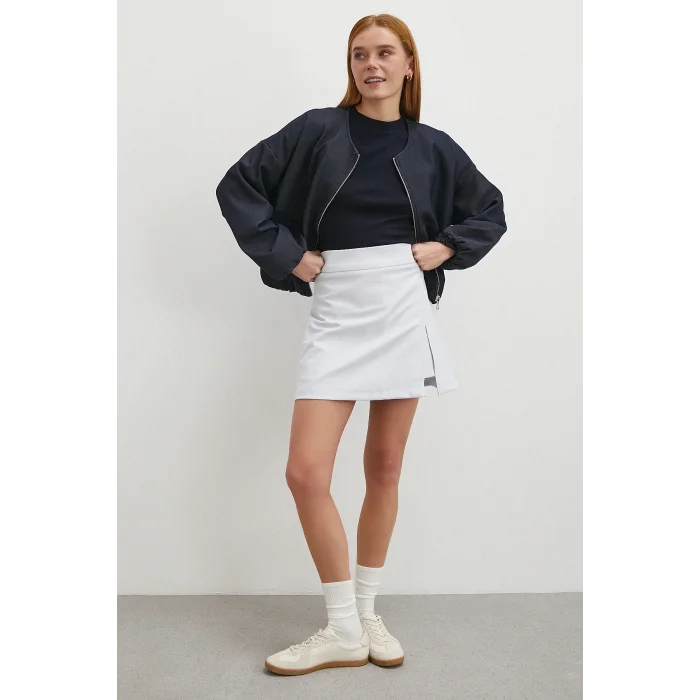 Yırtmaçlı Şort Etek Mavi