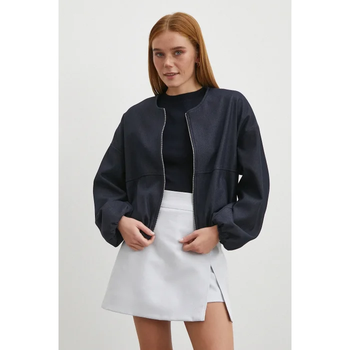 Yırtmaçlı Şort Etek Mavi