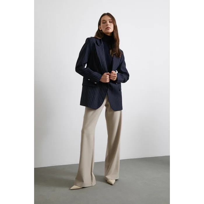 Yüksek Bel Geniş Paça Pantolon Vizon