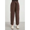 Beli Büzgülü Kemer Tokalı Pantolon Kahve