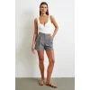 Piliseli Cepli Şort Gri