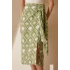 Yırtmaçlı Desen Etek Yeşil