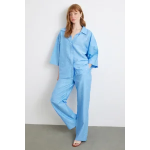 Arka Cepli Salaş Pantolon Mavi