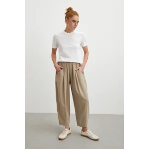 Bağcıklı Beli Lastikli Pileli Pantolon Taş