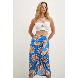 Fırfırlı Desenli Etek Mavi