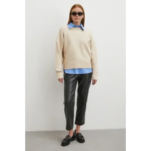 Kemerli Lastikli Deri Pantolon Siyah