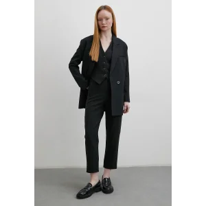 Önü Pensli Skinny Kumaş Pantolon Siyah