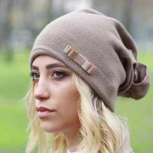 Kurdele Fiyonklu Kadın Bere Bej 1616