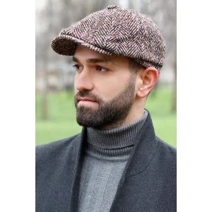 Balık Sırtı Desenli Erkek İngiliz Kasket 7590 Kahverengi