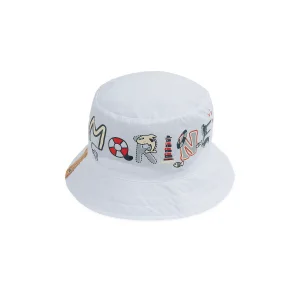 Yazlık Erkek Çocuk Şeritli Bermuda Şapka Beyaz 1661