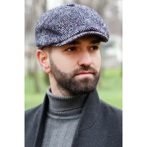 Balık Sırtı Desenli Erkek İngiliz Kasket 7590 Lacivert