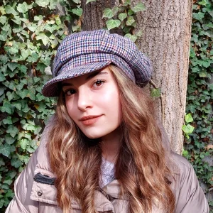 Kadın Kaptan Şapka Ekose Turuncu 7449