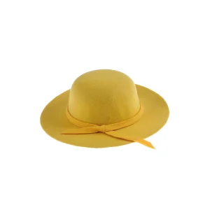 Kız Çocuk Geniş Kenarlı Kaşe Şapka 7168 Sarı