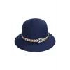 Yazlık Kadın Kemerli Hasır Şapka 6229 Lacivert