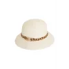 Yazlık Kadın Kemerli Hasır Şapka 6229 Beyaz