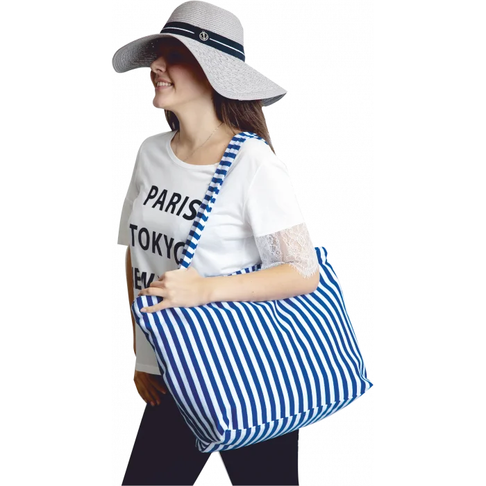 Kadın Çizgili Plaj Çantası 7023