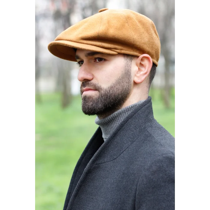 Erkek Driver İngiliz Kasket Camel 7450