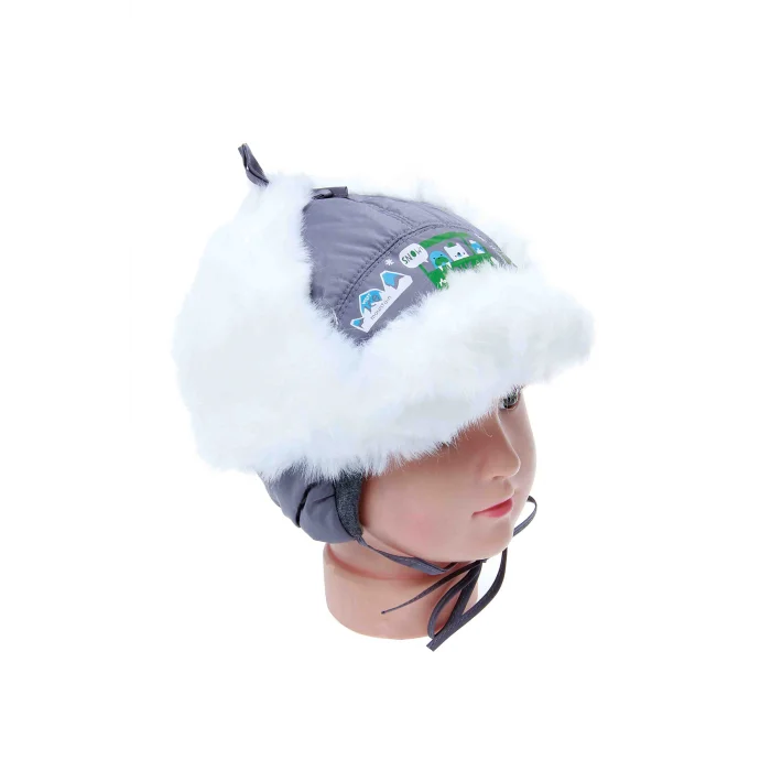 Erkek Çocuk Kürklü Pilot şapka 4852 Gri