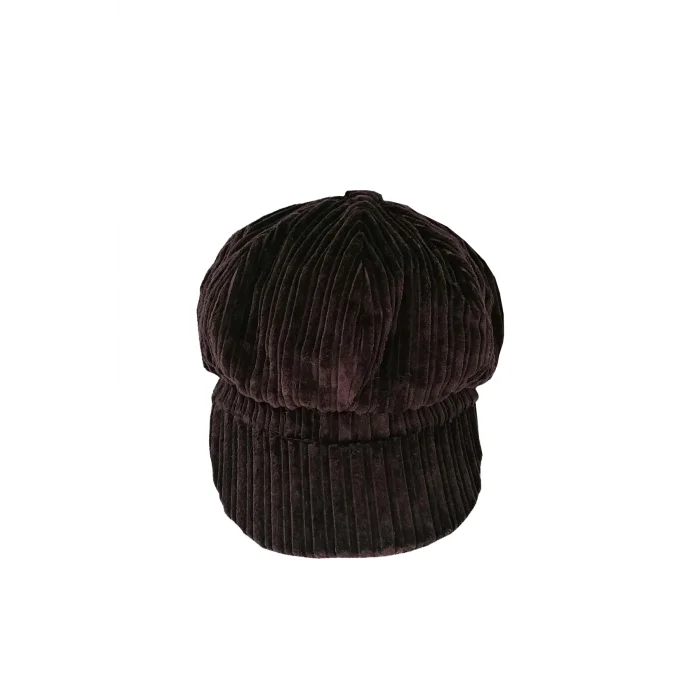Kadın Denizci Tipi Kadife Şapka Koyu Kahverengi 1243