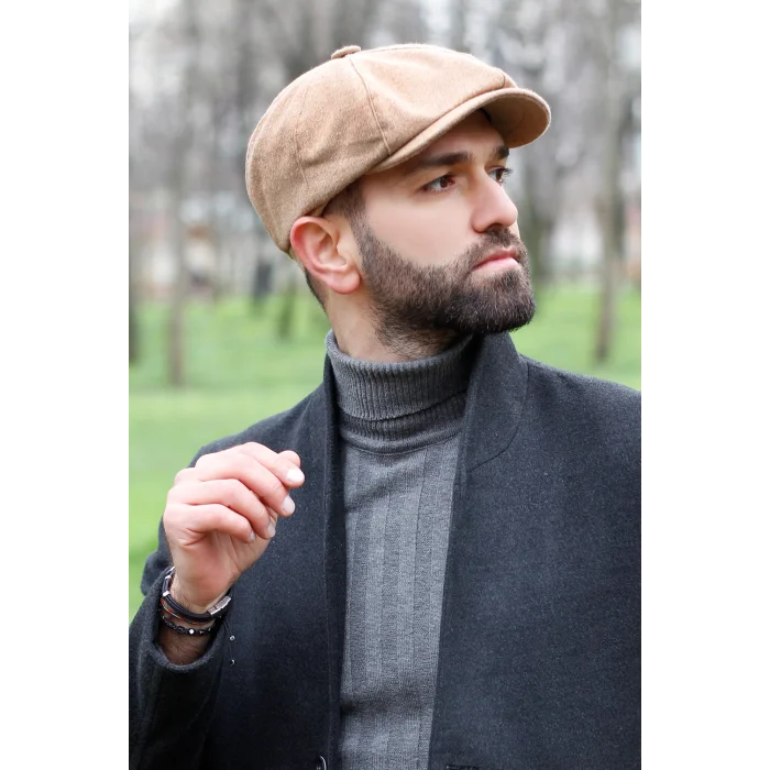 Erkek Peaky Blinders İngiliz Kasket Camel 7440
