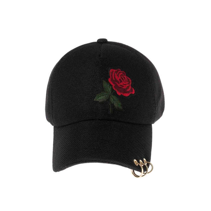 Kadın Güllü Kep Siyah 1150