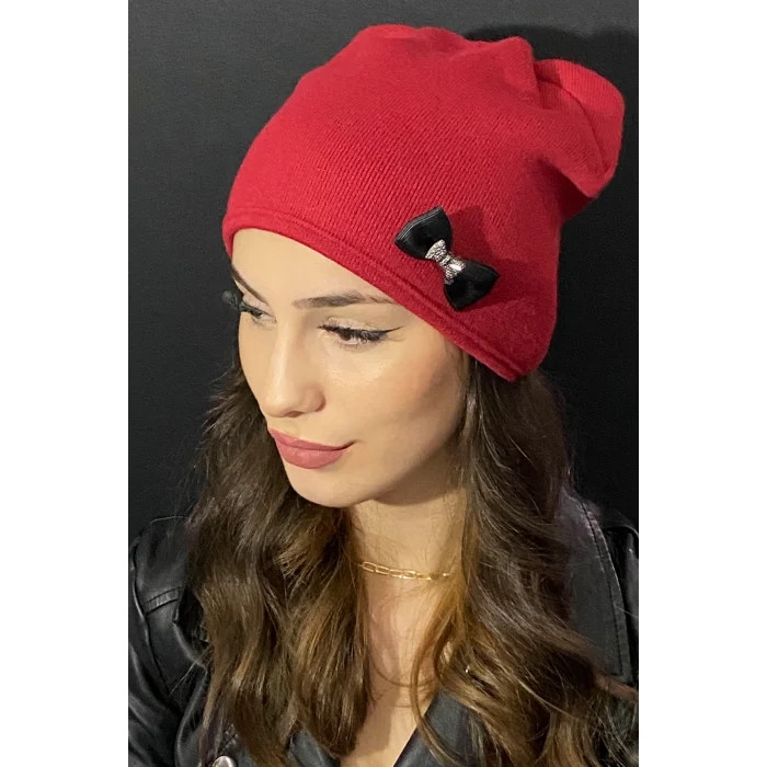 Kadın Fiyonklu Bere Kırmızı 7219